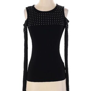 Bailey 44 Black Studded Cold Shoulder Long Sleeve Top Size XS